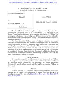 4:14-cvJMG-CRZ Doc # 47 Filed: Page 1 of 16 - Page ID # 162  IN THE UNITED STATES DISTRICT COURT FOR THE DISTRICT OF NEBRASKA STEPHEN CAVANAUGH, Plaintiff,
