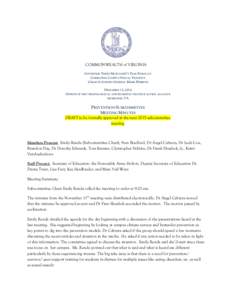 COMMONWEALTH of VIRGINIA GOVERNOR TERRY MCAULIFFE’S TASK FORCE ON COMBATING CAMPUS SEXUAL VIOLENCE CHAIR ATTORNEY GENERAL MARK HERRING DECEMBER 15, 2014