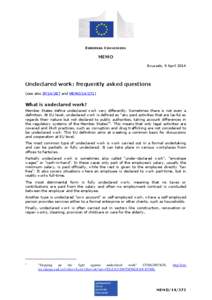 EUROPEAN COMMISSION  MEMO Brussels, 9 April[removed]Undeclared work: frequently asked questions