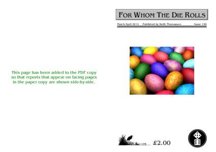 For Whom The Die Rolls #190 - March/April 2012