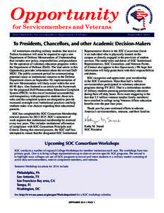 Opportunity  ® for Servicemembers and Veterans Distributed by Servicemembers Opportunity Colleges