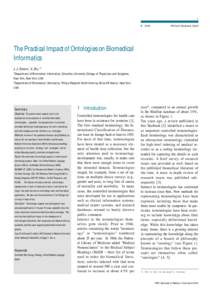 1 © 2006 IMIA and Schattauer GmbH  The Practical Impact of Ontologies on Biomedical