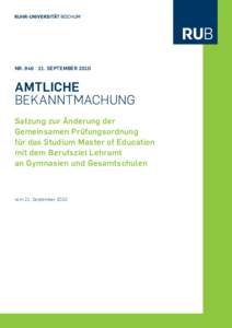 Nr. 846 | 21. Septemberamtliche bekanntmachung Satzung zur Änderung der Gemeinsamen Prüfungsordnung