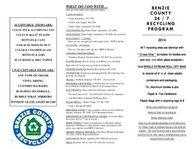 Water conservation / Benzie County /  Michigan / Computer recycling / Benzie Central High School / Paper shredder / Waste management / Sustainability / Recycling