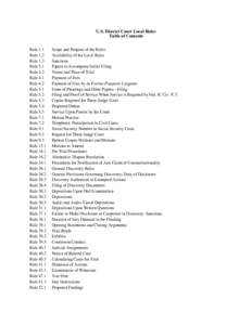 U.S. District Court Local Rules Table of Contents Rule 1.1 Rule 1.2 Rule 1.3 Rule 3.1