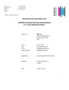 UNCONTROLLED ELECTRONIC COPY  ASTM E 84 Surface Burning Characteristics of 