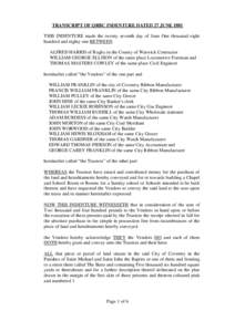 TRANSCRIPT OF QRBC INDENTURE DATED 27 JUNE 1881 THIS INDENTURE made the twenty seventh day of June One thousand eight hundred and eighty one BETWEEN ALFRED HARRIS of Rugby in the County of Warwick Contractor WILLIAM GEOR