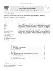 Stevioside and related compounds: Therapeutic benefits beyond sweetness