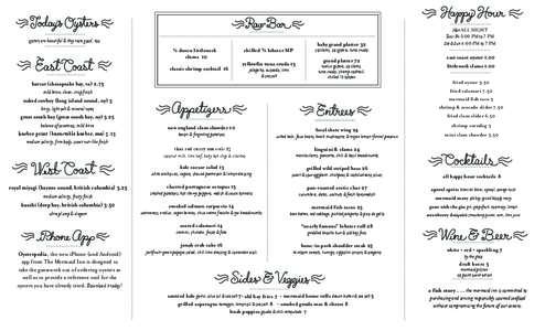 EV Dinner and Wine Menu