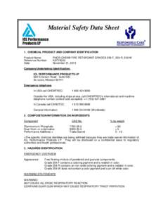 Material Safety Data Sheet  1. CHEMICAL PRODUCT AND COMPANY IDENTIFICATION Product Name: Reference Number: Date: