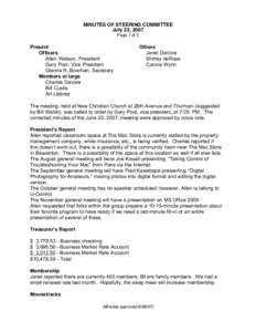 MINUTES OF STEERING COMMITTEE July 23, 2007 Page 1 of 3 Present Officers