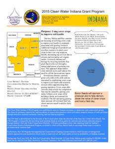 2015 Clean Water Indiana Grant Program Indiana State Department of Agriculture One North Capitol Ave, Suite 600 Indianapolis, IN[removed]www.in.gov/isda