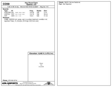 Charts: NACO: Denver Sectional Fuel: Not Reported Hay Fever Farm Galeton, CO