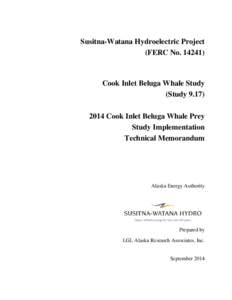 Susitna-Watana Hydroelectric Project (FERC No[removed]Cook Inlet Beluga Whale Study (Study[removed]Cook Inlet Beluga Whale Prey