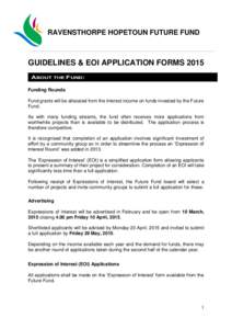 RAVENSTHORPE HOPETOUN FUTURE FUND  GUIDELINES & EOI APPLICATION FORMS 2015 ABOUT  THE