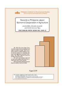 TOWARD A PHILIPPINE-JAPAN ECONOMIC COOPERATION IN AGRICULTURE