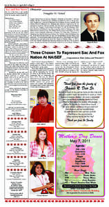 Sac & Fox News v April 2011 v Page 2  Sac and Fox News The Sac & Fox News is the monthly publication of the Sac & Fox Nation, located