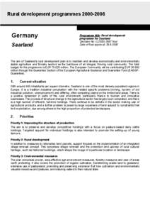 Rural development programmes[removed]Germany Saarland  Programme title: Rural development