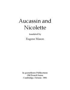 Aucassin and Nicolette translated by