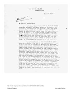 Letter, Franklin D. Roosevelt to J. Robert Oppenheimer thanking the physicist and his colleagues for their ongoing secret atomic research, 29 June[removed]J. Robert Oppenheimer Papers)