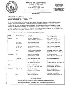 BOARD OF ELECTIONS  Commissioners COUNTY OF SUFFOLK P0 BOX 700