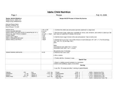 Idaho Child Nutrition Page 1 Recipe  Recipe: [removed]GRANOLA