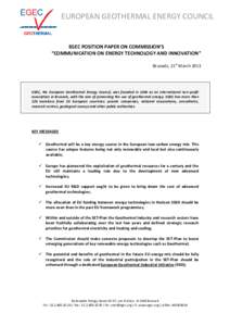 Renewable energy / Enhanced geothermal system / European Renewable Energy Council / Geothermal electricity / Geothermal heating / Office of Energy Efficiency and Renewable Energy / Energy development / Renewable energy commercialization / Energy in South Australia / Energy / Geothermal energy / Technology