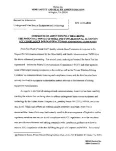 Mine Safety and Health Administration (MSHA) - Comments on Public Rule Making – 06-722 – RFI -  Underground Mine Rescue Equipment and Technology