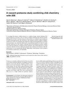 A nascent proteome study combining click chemistry with 2DE