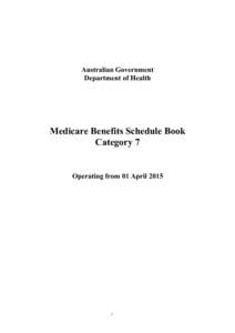 Australian Government Department of Health Medicare Benefits Schedule Book Category 7