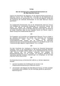 Vertrag über die Vereinigung der Landgemeinde Bommersheim mit der Stadt Oberursel (Taunus)