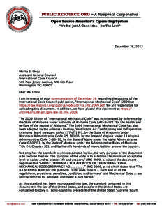 Letter to the International Code Council