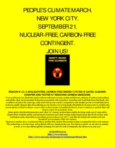 PEOPLE’S CLIMATE MARCH. NEW YORK CITY. SEPTEMBER 21. NUCLEAR-FREE, CARBON-FREE CONTINGENT. JOIN US!
