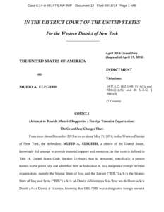 Case 6:14-cr[removed]EAW-JWF Document 12 Filed[removed]Page 1 of 6  IN THE DISTRICT COURT OF THE UNITED STATES For the Western District of New York  April 2014 Grand Jury