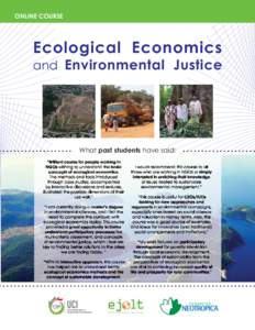 ONLINE COURSE  Ecological Economics and Environmental Justice