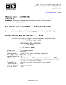 Summary Sheet: Vinyl Chloride