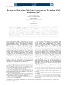 International Studies Quarterly[removed]–11  Tyrants and Terrorism: Why Some Autocrats are Terrorized While Others are Not1 Courtenay R. Conrad University of California, Merced