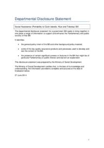 Microsoft Word - Social Assistance (Portability to Cook Islands, Niue, and Tokelau) Legislation Bill DS