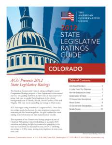 2012 STATE LEGISLATIVE RATINGS GUIDE COLORADO