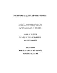DEPARTMENT OF HEALTH AND HUMAN SERVICES  NATIONAL INSTITUTES OF HEALTH NATIONAL LIBRARY OF MEDICINE  BOARD OF REGENTS
