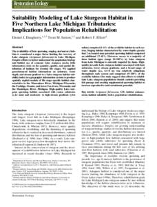 Suitability Modeling of Lake Sturgeon Habitat in Five Northern Lake Michigan Tributaries: Implications for Population Rehabilitation Daniel J. Daugherty,1,2,3 Trent M. Sutton,1,5 and Robert F. Elliott4 Abstract The avail