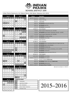 Indian Prairie Community Unit School District 204 School Calendar[removed]Aug-15 Sep-15  M