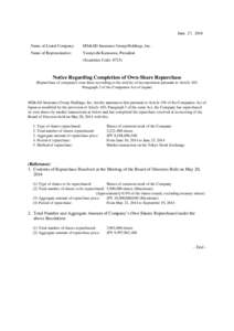 Microsoft Word - Repurchase of Shares E0627.docx