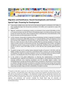 THE WORLD BANK  Migration and Development Brief Migration and Remittances Team, Development Prospects Group  24