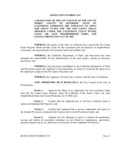 RESOLUTION NUMBER 3154 A RESOLUTION OF THE CITY COUNCIL OF THE CITY OF PERRIS, COUNTY OF RIVERSIDE,