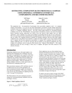 Estimating Completion Rates from Small Samples Using Binomial Confidence Intervals: Comparisons and Recommendations