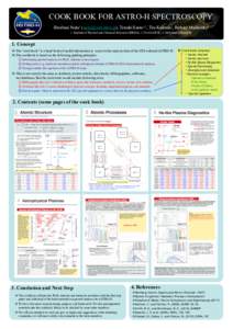 COOK BOOK FOR ASTRO-H SPECTROSCOPY Hirofumi Noda1 (), Teruaki Enoto1,2, Tim Kallman2, Richard Mushotzky3 1. Institute of Physical and Chemical Research (RIKEN), 2. NASA/GFSC, 3. Meryland Universeity 1. 