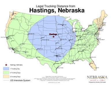 Legal Trucking Distance from  Hastings, Nebraska Seattle