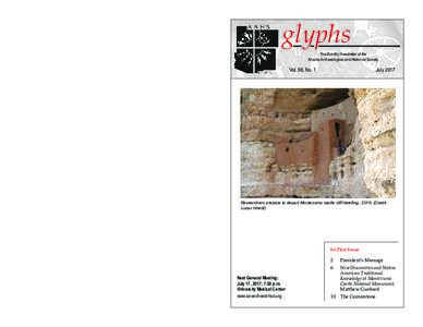 glyphs The Monthly Newsletter of the Arizona Archaeological and Historical Society Vol. 68, No. 1