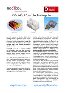 INDUMOLD® and RocTool together  Cage System® RocTool acquired in October 2009, from Kunstoff Institute Ludenscheid (KIMW) the Indumold® process. The transaction includes